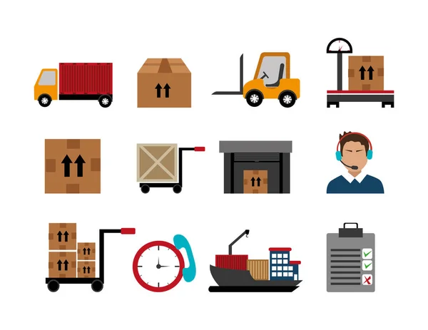 Bundle of delivery service and set icons — Stock Vector