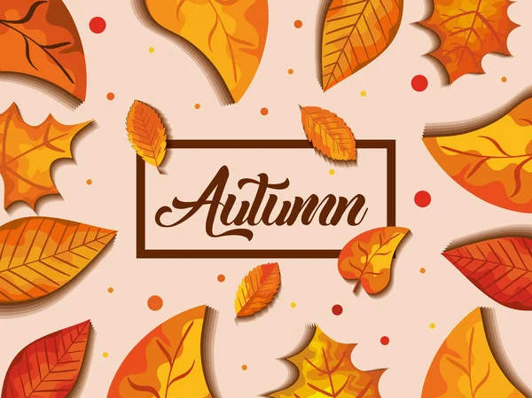 Autumn background with leafs decoration — Stock Vector