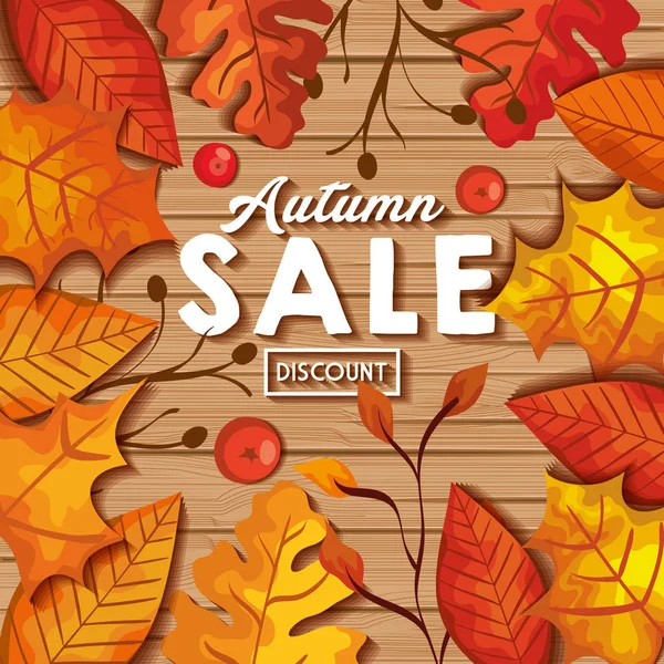 Продажа осенью в фоновом дереве с листочками — стоковый вектор