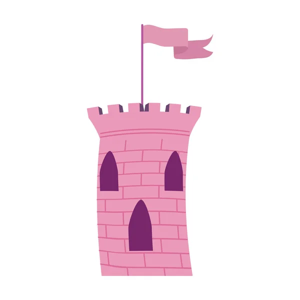 Princess Pink Tower Castle-val zászló — Stock Vector