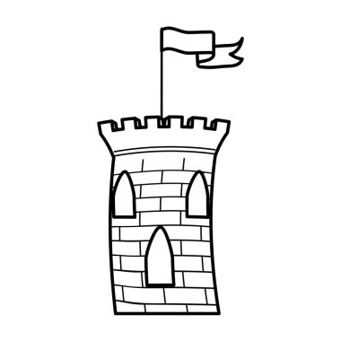 bayrak bina cadılar bayramı simgesi ile karanlık kale kulesi