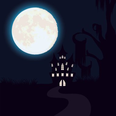 kale ile cadılar bayramı karanlık gece sahnesi