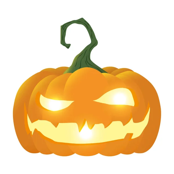 Halloween pumpkin lamp with face character — Stock Vector