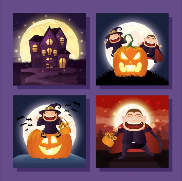 Paquete de iconos escenas de Halloween — Vector de stock