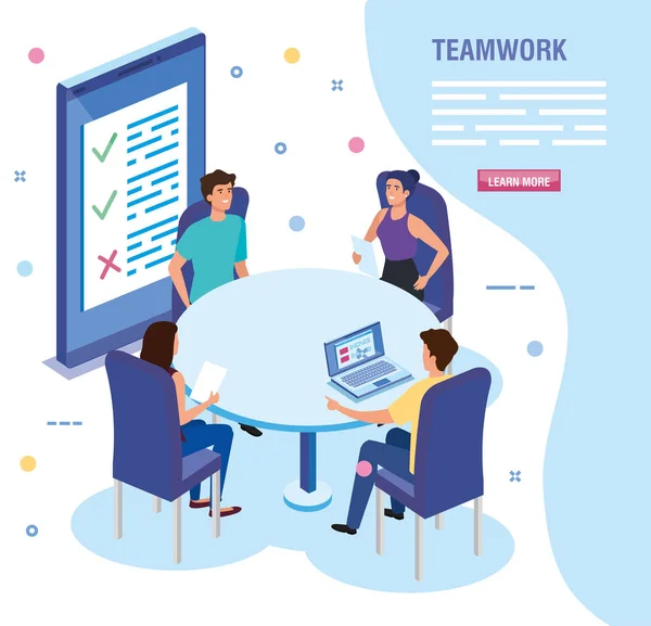 Teamwork people in meeting avatar character — ストックベクタ