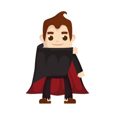 Dracula kostümlü küçük çocuk.