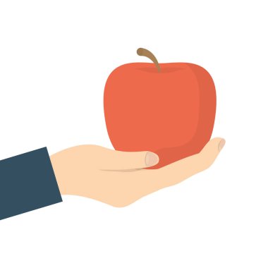 Elma taze meyve izole ikonu ile el