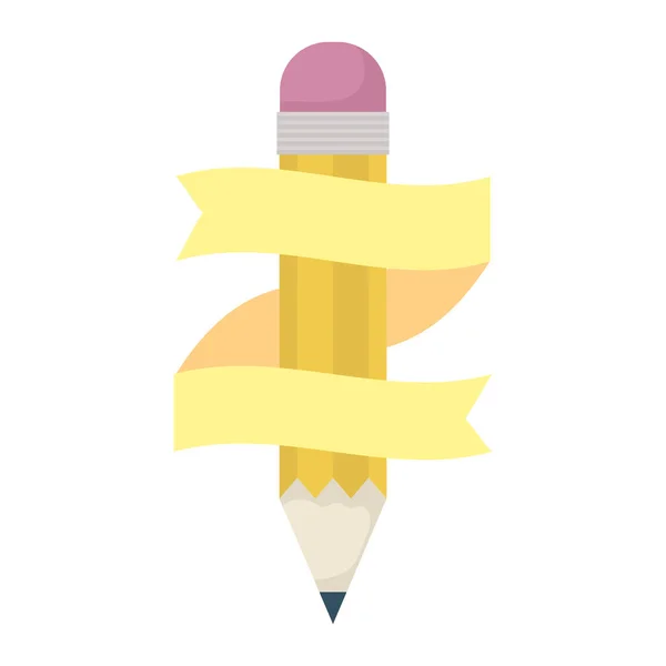 리본 교육 아이콘 이 있는 학교 연필 공급 — 스톡 벡터