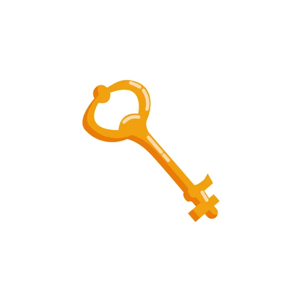 Retro key gold isolated icon — стоковый вектор