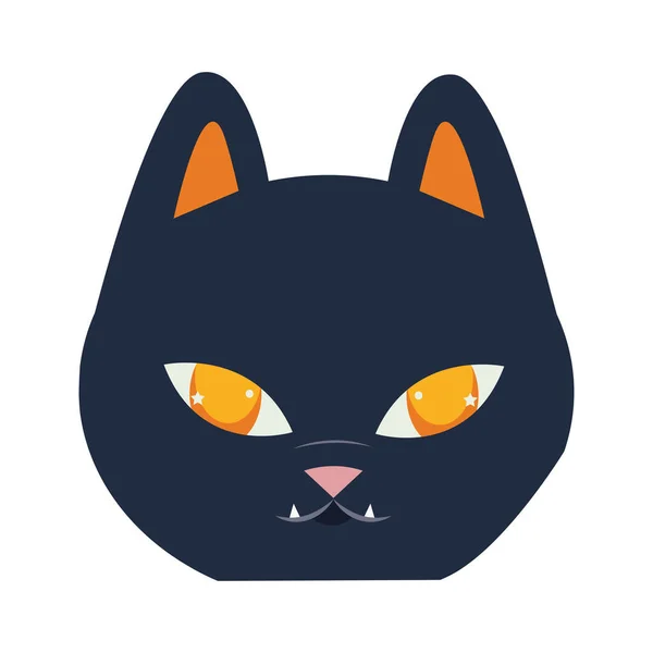 Halloween kot maskotka głowa sezonowa ikona — Wektor stockowy
