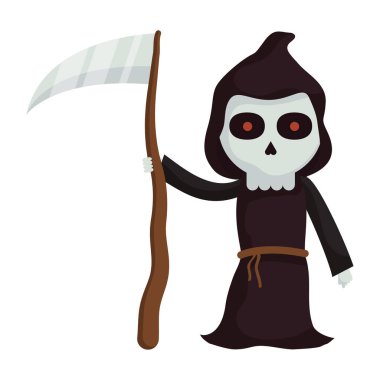 Ölüm kostümlü küçük çocuk.