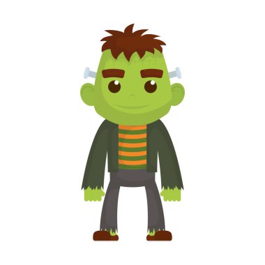 Frankenstein kostümlü küçük çocuk.