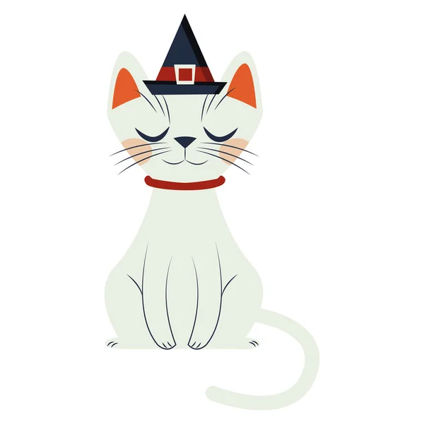 Halloween cat mascot with witch hat — Stock Vector