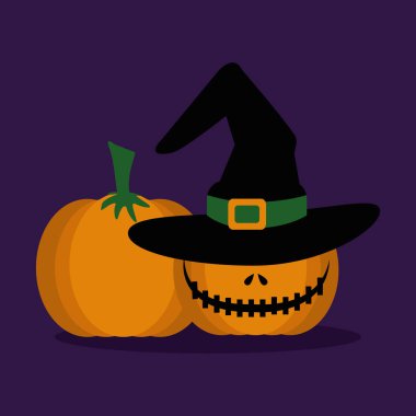 şapka cadı ile halloween kabaklar