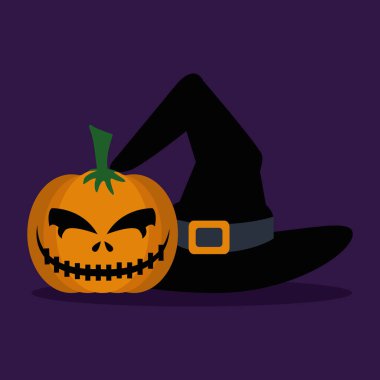 şapka cadı ile halloween kabak