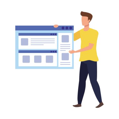 Web sayfası olan genç adam