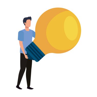 ampul avatar karakter ile genç adam