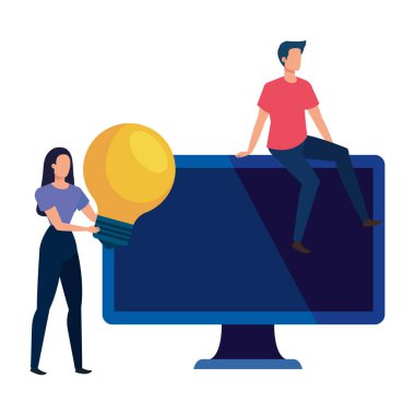 Ampulü ve bilgisayarı olan genç çift