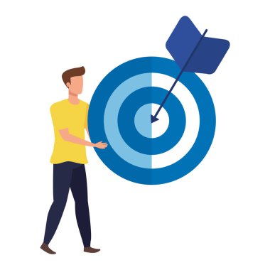 Hedefi ve oku olan genç adam.