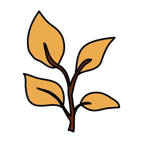 Branche d'automne avec des feuilles icône isolée — Image vectorielle
