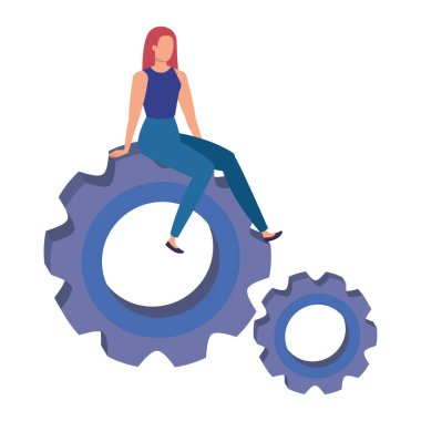 Genç kadın vitesli Avatar karakterinde oturuyor.