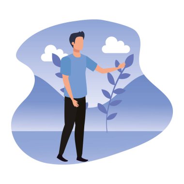 peyzaj avatar karakter genç adam