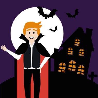 Vampir kılığına girip evine musallat olan genç adam.