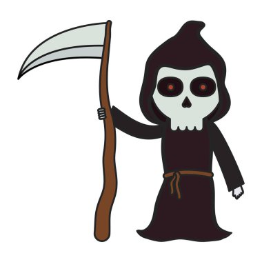 Ölüm kostümlü küçük çocuk.