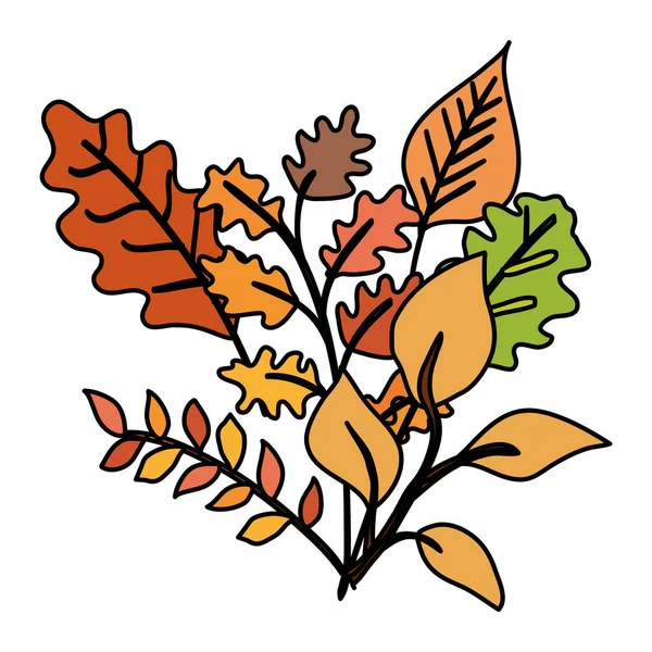 Autumn branches with leafs isolated icon — Stock Vector
