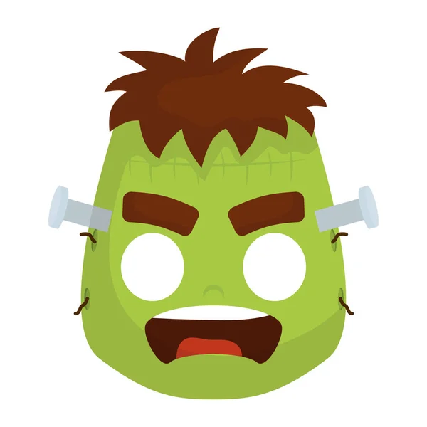 Kisfiú Frankenstein fej jelmez karakter — Stock Vector
