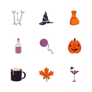 Cadılar Bayramı set simgeleri demeti