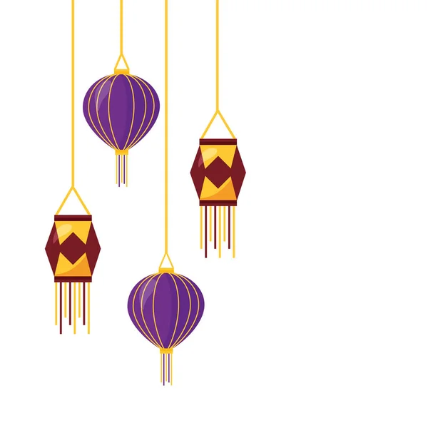 Diwali fest lampen opknoping etniciteit pictogram — Stockvector