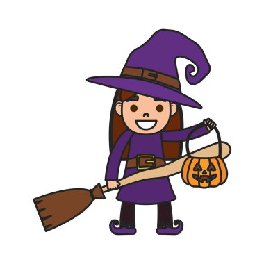 Cadı kostümlü küçük kız