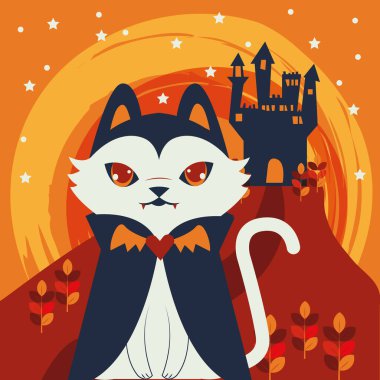 Cadılar Bayramı kedisi Dracula karakterine bürünmüş.