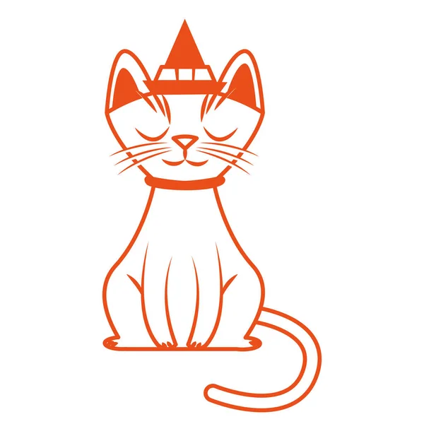 Halloween kot maskotka z kapeluszem czarownicy — Wektor stockowy