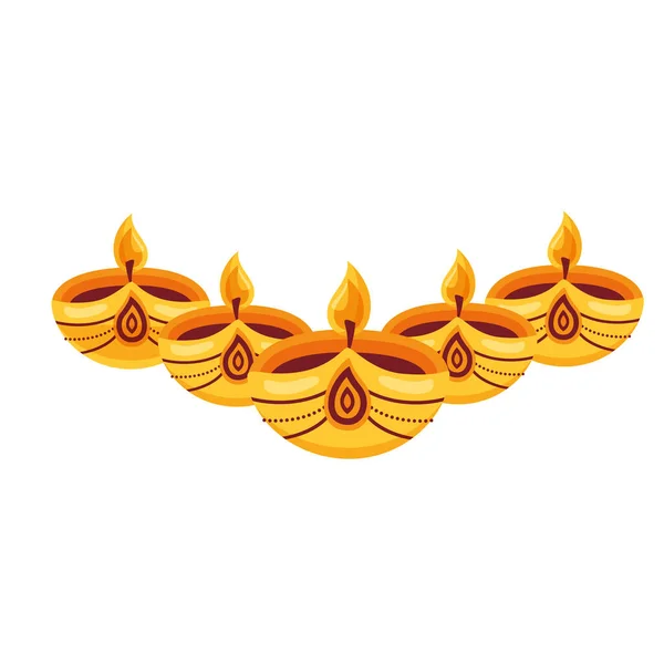 Pebeteros diwali fest icône ethnique — Image vectorielle