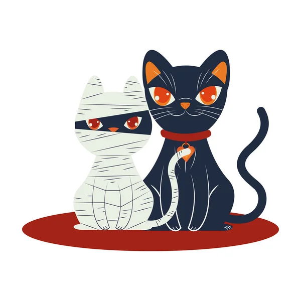 Halloween cat mascot seasonal icon — ストックベクタ