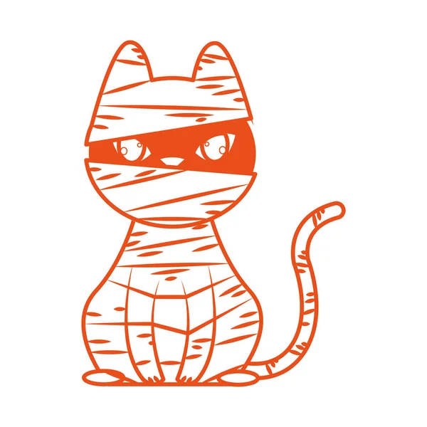 Halloween gato mascota con momia traje estacional icono — Vector de stock