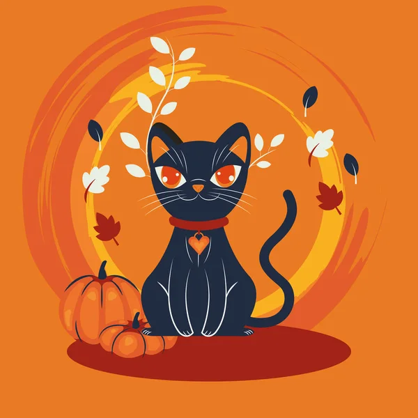 Halloween gato disfarçado personagem cena —  Vetores de Stock