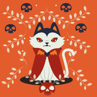 Cadılar Bayramı kedisi Dracula karakterine bürünmüş.