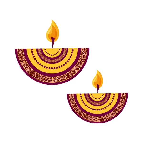 Candle mandala diwali fest etniciteit pictogram — Stockvector