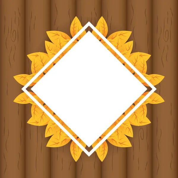 Automne feuilles feuillage losange cadre — Image vectorielle