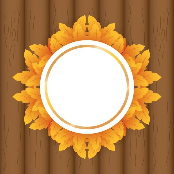 Hojas de otoño follaje marco circular — Vector de stock