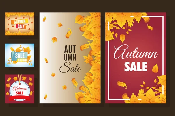 Paquete de venta de otoño etiquetas de temporada — Vector de stock