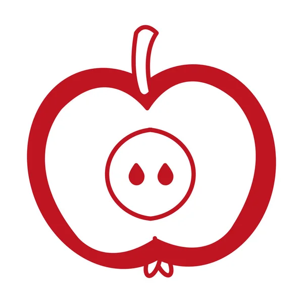 Apple half autumn fruit seasonal isolated icon — Stock Vector
