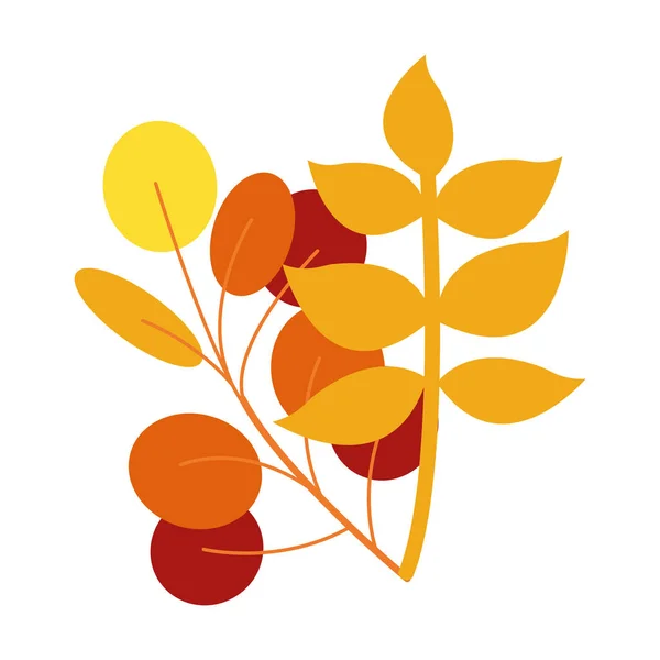 Branche d'automne avec des plantes à feuilles saisonnières — Image vectorielle