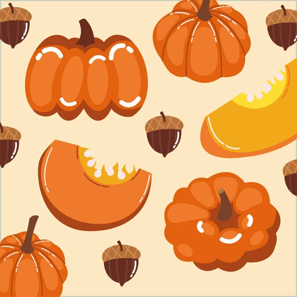 Modèle de l'automne avec des citrouilles — Image vectorielle
