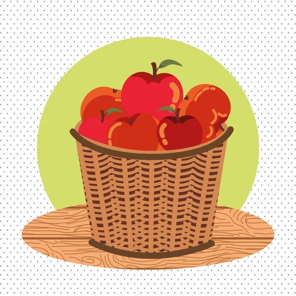 Μήλα του φθινοπώρου σε καλαθάκι — Διανυσματικό Αρχείο
