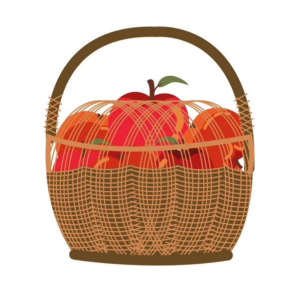 Frutas de otoño en iconos de temporada cesta — Archivo Imágenes Vectoriales