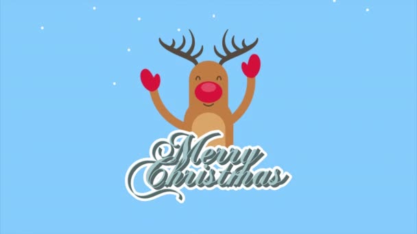 Счастливая рождественская открытка с оленем — стоковое видео